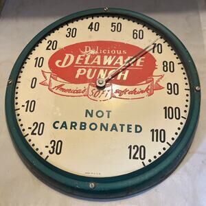 C1930s Delaware Punch Tin Litho Vintage Advertising Collectible Soda Sign